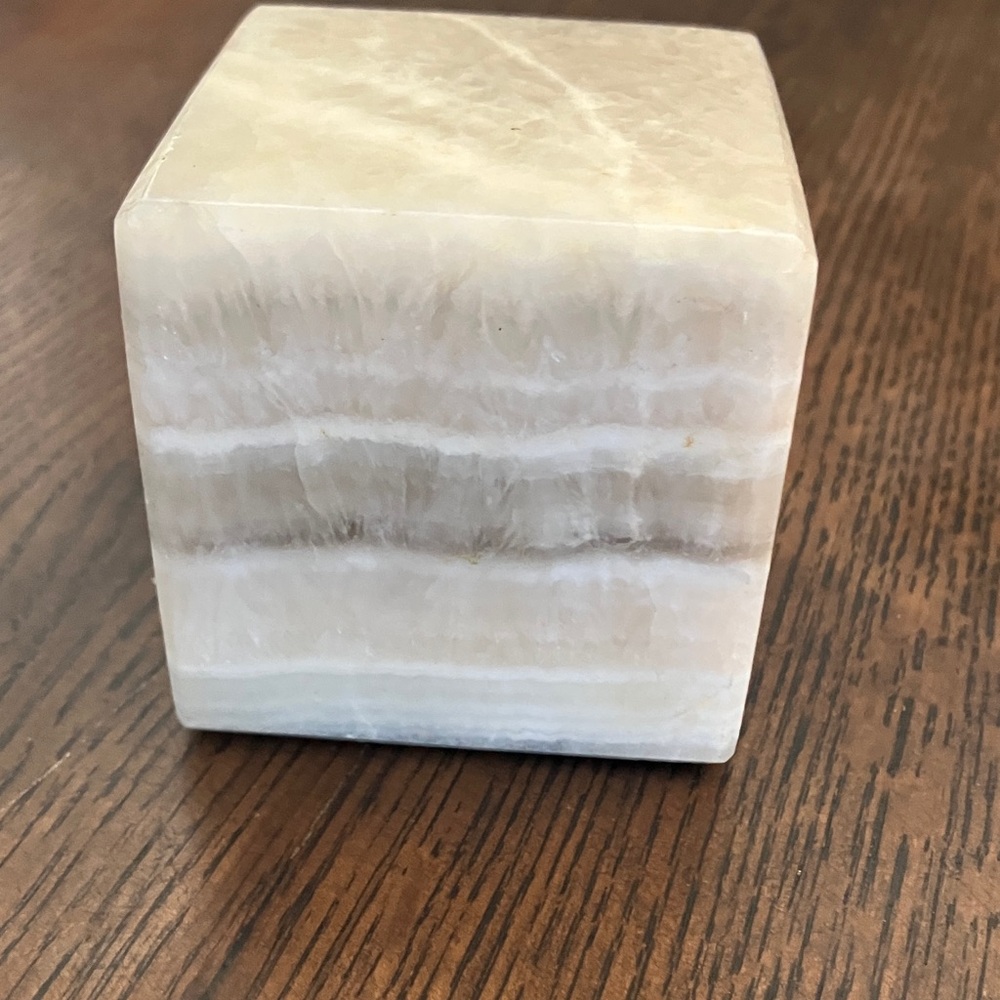 Onyx Marble Grey Beige Cream Cube Paper Weight